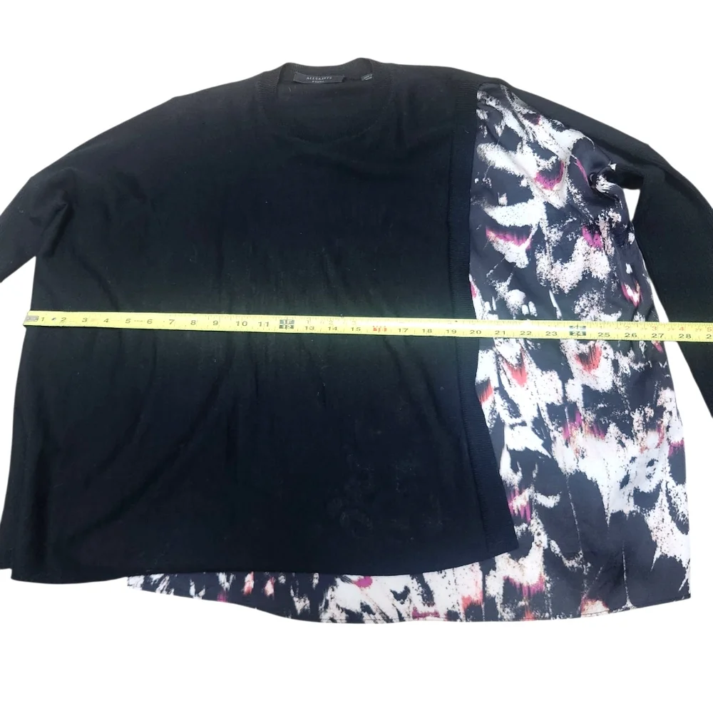 Allsaints Sweater Black Merino Wool Knit Koko Wing Butterfly Oversized Relax XS - Picture 7 of 9